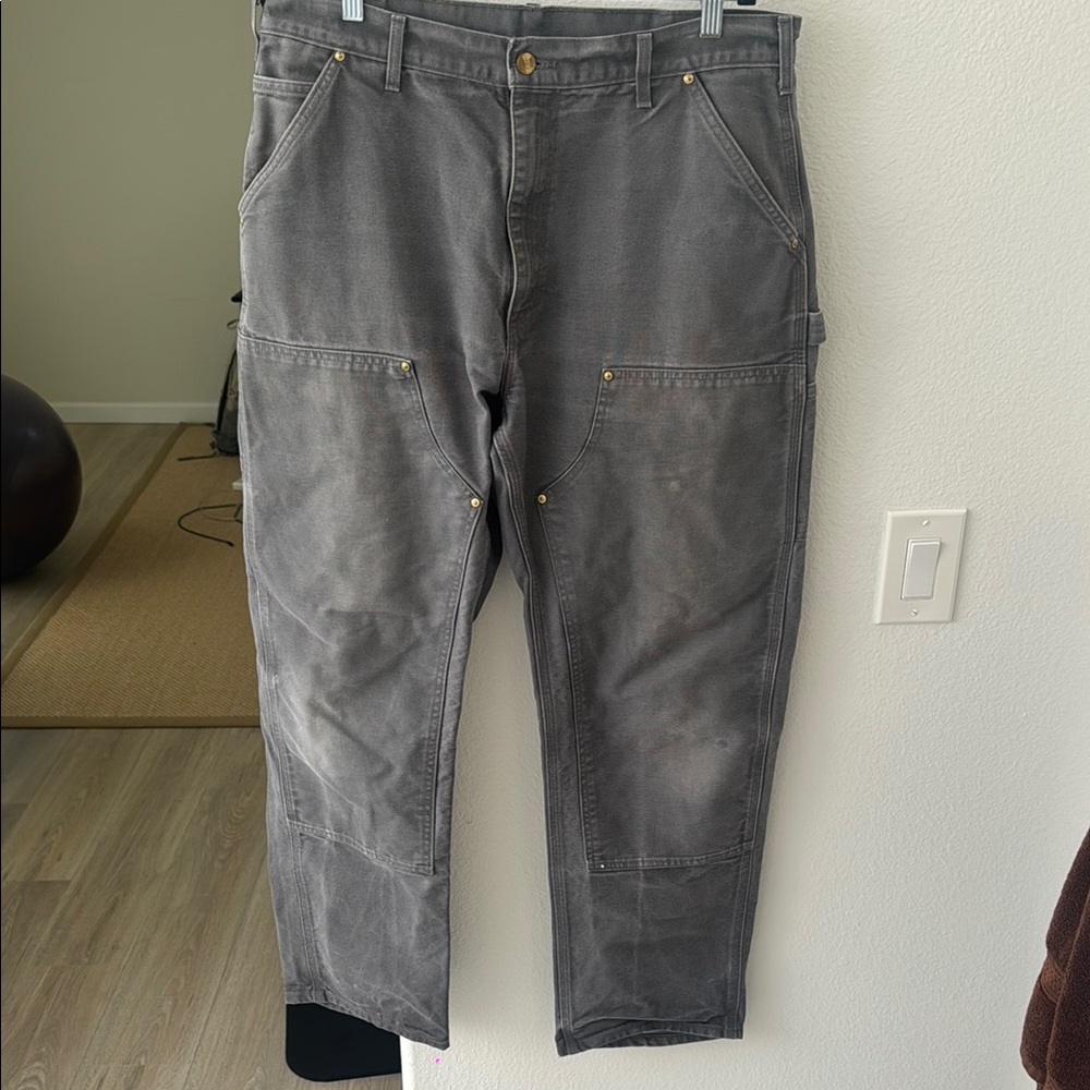 Mens double knee Carhartt jeans perfect distressing, 36x34, y2k style carpenter